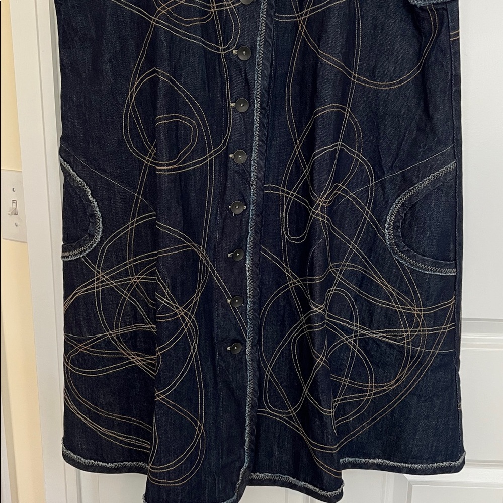 Cynthia Ashby Long Dark Blue Denim Vest, Women’s Size M (12-14) - Picture 6 of 12
